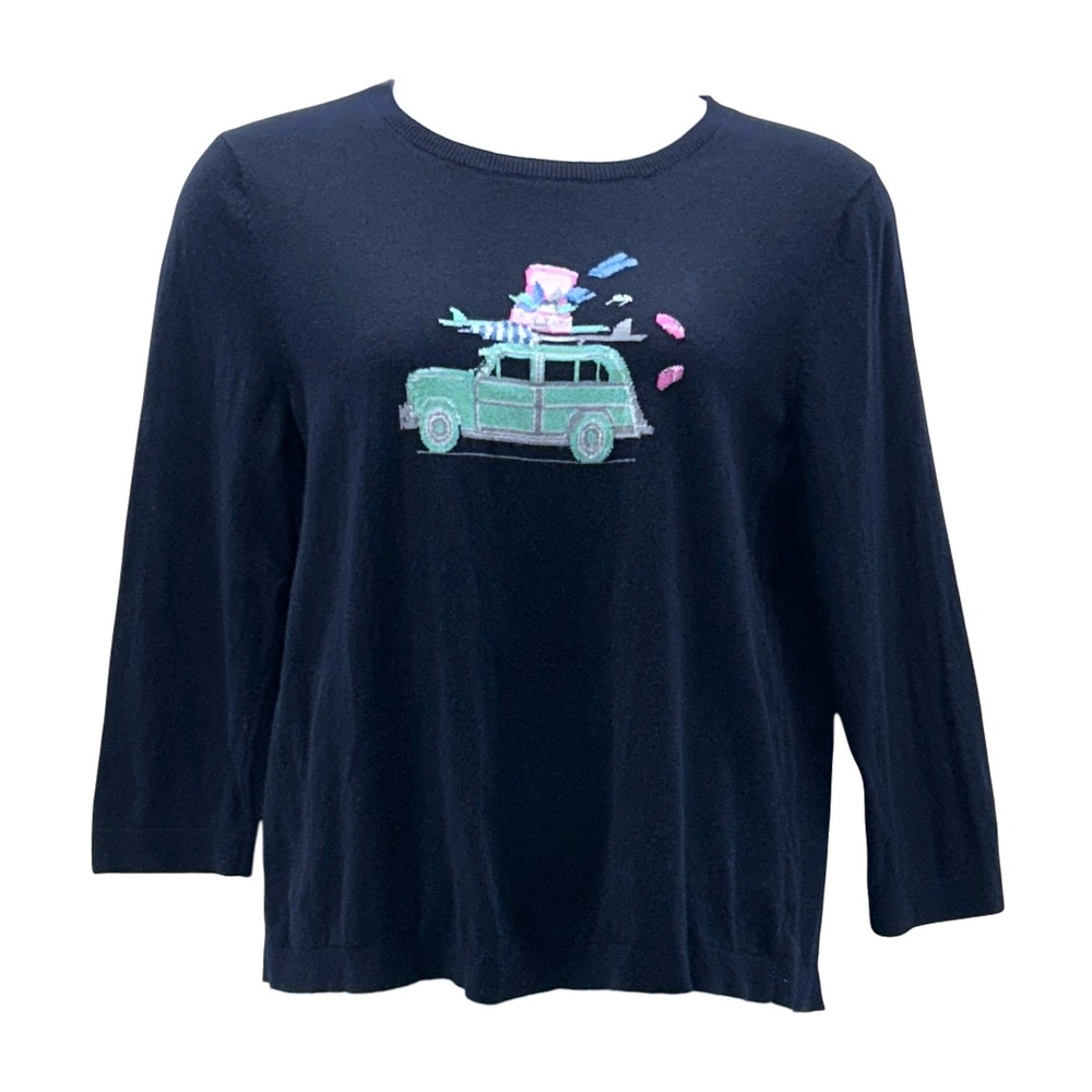 Talbots Graphic‎ Sweater Navy Blue XL